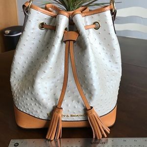 Dooney and Bourke bucket bag, leather and ostrich